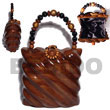 Collectible Handcarved Laminated Acacia Wood Handbag / Pillow N