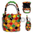Collectible Handcarved Laminated Acacia Wood Handbag / Pillow N