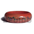 Light Red Mahogany Tone Wooden Bangle Embossed Metallic Handpai