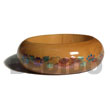 Natural Mahogany Tone Wooden Bangle Embossed Metallic Hand Pain