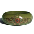 Early Spring Tone Wood Bangles With Embossed Metallic Painting