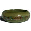 Early Spring Tone Wood Bangle With Embossed Metallic Hand Paint