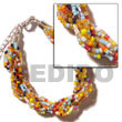 12 Rows Multicolored Twisted Glass Beads