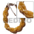 12 Rows Yellow Gold Twisted Glass Beads