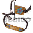 Macramie Natural Coco Id Bracelet W/ Painted Flower Design