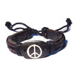 Native surfer leather bracelet peace symbol