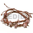 Adjustable Native Macrame Bracelets Pair Shell