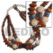 3 Rows Coco Pklt. Nat. Brown W/ Buri Seed, Palmwood & Silver Me
