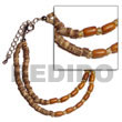 2 Rows 2-3mm Coco Heishe Tiger W/ Wood Beads Alt.