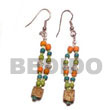 Dangling Mahogany W/ 2-3mm Coco Pklt Green Tones And Acrylic Cr
