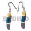 Dangling Yellow/blue Wood Tube W/ Whiteclam