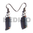 Dangling Pastel Blue Wood Tube W/ Coco Splashing Bead Accent