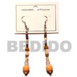 Orange Dangling Wood Beads W/ Acrylic Crystals/2-3 Coco Heishe