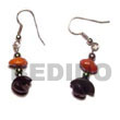 Dangling Black Buri Half Moon W/ Red Corals