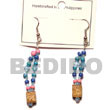 Native Blue Dangling Mahogany W/ Glass Beads Earrings Glass Beads Earrings