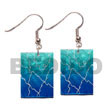 35mm X 25mm Rectangular Blue Capiz W/ Handpainted Design