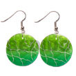 35mm Round Green Capiz W/ Handpainted Design