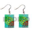 35mm X 25mm Rectangular Blue Capiz W/ Handpainted Design