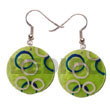 35mm Round Green Capiz W/ Handpainted Design