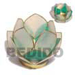 Lotus Candle Holder Green White Capiz Shells