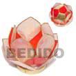 Lotus Candle Holder Red White Capiz Shells