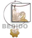 Nickel Free Silver Hoop Ring - Mop Flower Pendant