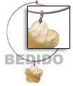 Nickel Free Silver Hoop Ring - 5 Petals Mop Shell Flower Pendan