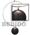 Nickel Free Silver Hoop Ring - Round Black Horn Pendant