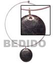 Nickel Free Silver Hoop Ring - Black Tab Shell Pendant
