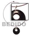 Nickel Free Silver Hoop Ring - Black Round Pendant