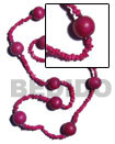 4-5mm Pink Coco Square Cut W/ Wood Beads Combi / 40 In.