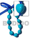 Wooden Imitation Kukui Nut Choker / Bright Blue ( 11pcs. ) / A