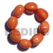Elastic 8 Pcs. Wooden Imitation Kukui Nuts Bracelet / Orange