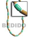 Bamboo Tube Pastel W/ Pastel Wood Beads Necklace