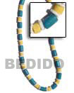 Wood Tube W/ White Pastel Wood Beads Necklace