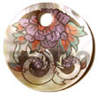 Native Round 40mm MOP W/ Hand Painted Embossed Pendant Hand Painted Embossed Pendant