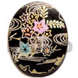 Oval 40mm Black Tab Hand Painted Embossed Pendant