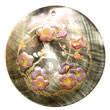 Native Round 40mm Blacklip W/ Hand Painted Embossed Pendant Hand Painted Embossed Pendant