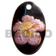 Native Oval 30mm Blacktab W/ Hand Painted Embossed Pendant Hand Painted Embossed Pendant