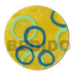 Native Round Yellow 50mm Capiz Hand Painted Embossed Pendant