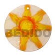 Native Round Natural 50mm Capiz Hand Painted Embossed Pendant