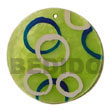 Round Green 50mm Capiz Hand Painted Embossed Pendant