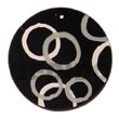 Round Black 50mm Capiz Hand Painted Embossed Pendant