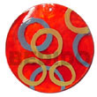 Round Red 50mm Capiz Hand Painted Embossed Pendant