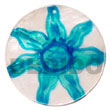 Round Natural 50mm Capiz Hand Painted Embossed Pendant