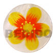 Round Natural 50mm Capiz Hand Painted Embossed Pendant