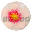 Round Natural 50mm Capiz Hand Painted Embossed Pendant