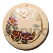 Round 50mm Coco Bleach W/ Handpainted Design/embossed Pendants