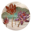 Round 50mm Kabibe Shell Hand Painted Embossed Pendant