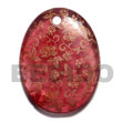 Oval 45mm Transparent Maroon Resin W/ Handpainted Design - Gold